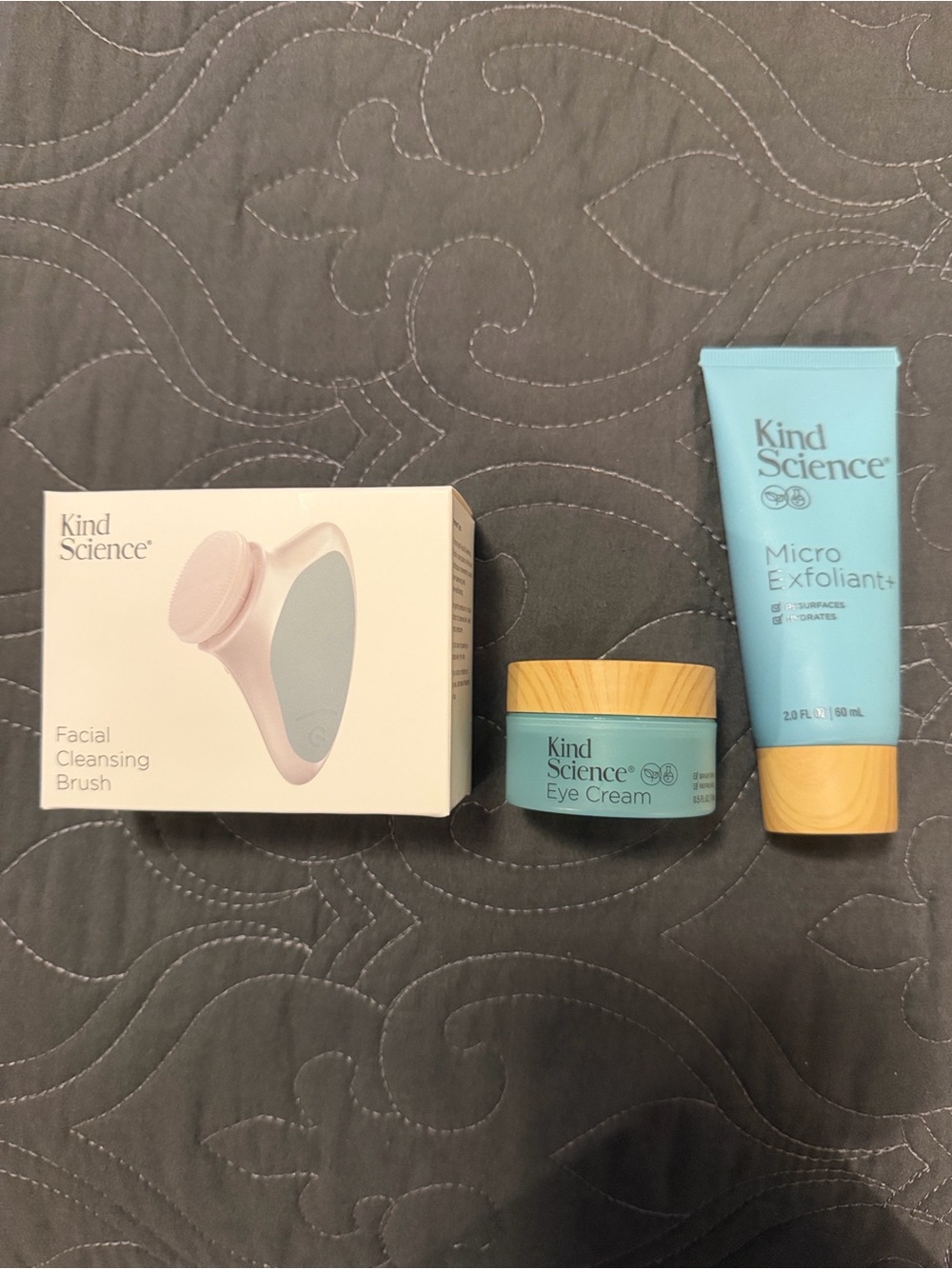 Kind Science Skincare Set -Facial Brush, Eye Cream & Micro Exfoliant - All New